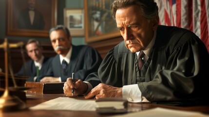 Obraz premium Judge signing legal document
