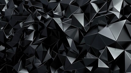 Abstract material wallpaper background. Material pattern. Abstract black background with many triangles. Abstract 3D rendering of black polygon background.