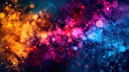 Abstract splashes of bright colors on a dark background, with a clear central area for text, dynamic and vibrant