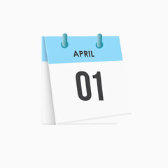 April 1 - calendar and Time planner. Daily Calendar Icon reminder. Vector Illustration.