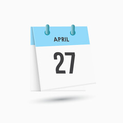 April 27 - calendar and Time planner. Daily Calendar Icon reminder. Vector Illustration.