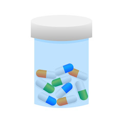 Medical jar for pills, medicines. Vector illustration