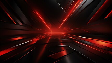 Abstract red and black geometric background with glowing lines.