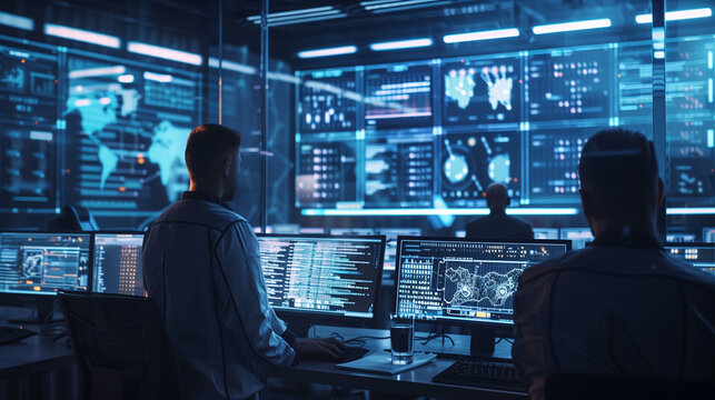 a simulated data breach scenario with visual elements like breach notifications, compromised data alerts, and response actions by cybersecurity teams. digital data protection cyber tech