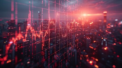 Obraz premium Stock market growth upward graph and stocks 