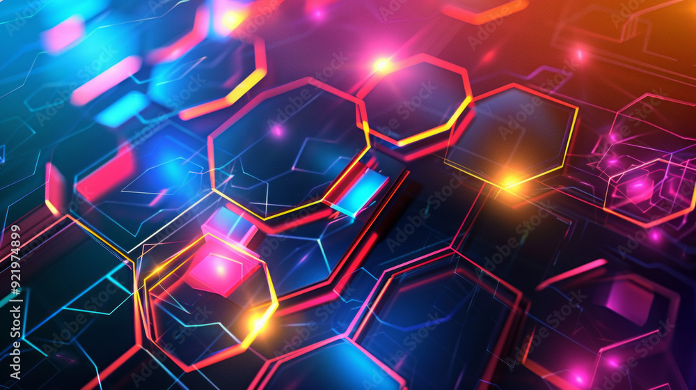 Poster digital hexagon abstract background
