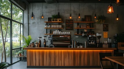 A coffee shop with a modern and sleek look