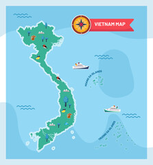 Hand drawn vietnam region map illustration