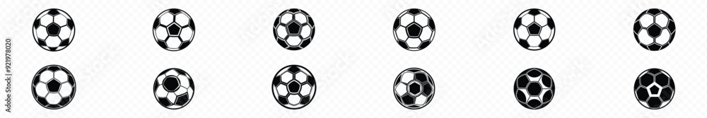 Wall mural  Soccer ball on transparent background. Football ball design. Soccer ball icon. Soccer ball icon collection. Soccer ball icon, FootballBall icon or Soccer Ball icon.