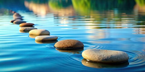 Smooth stones set in tranquil water, creating a serene and harmonious atmosphere , zen, relaxation, calm, nature