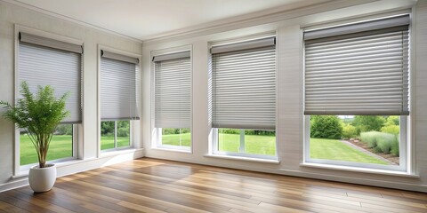 Fototapeta premium Plissee Rollo Fenster showcasing a modern window treatment, home decor, interior design, window covering