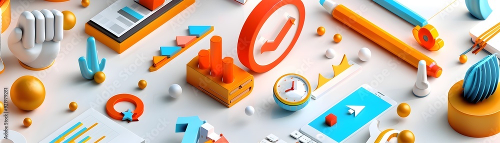 Poster abstract business concept with 3d objects.