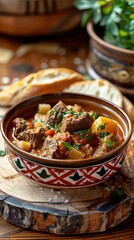 A rich and creamy Hungarian goulash with tender beef, paprika, and potatoes. AI generated illustration