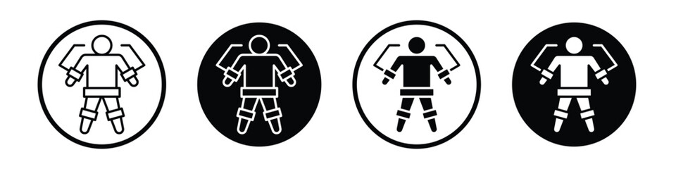 Exoskeleton vector icon set black filled and outlined style.