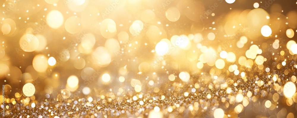 Poster golden glitter texture creating abstract blurred bokeh background