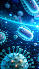 Abstract fractal bacteria wallpaper with glowing spiral energy