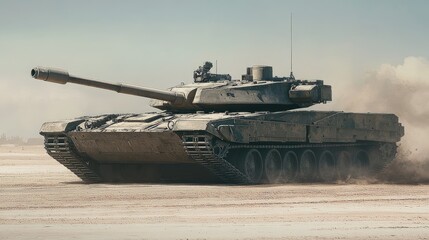 Side view of a military tank powerful American