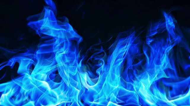 The flame is bright blue, which gives a mysterious and intense impression. A blue flame indicates the presence of burning gas such as methane or butane.
