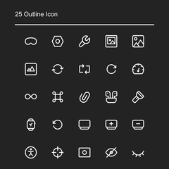 set of user interface icon design, with white lines and various shapes