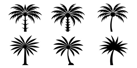 Palm tree logo icons set silhouette vector style illustration