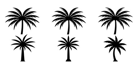 Palm tree logo icons set silhouette vector style illustration