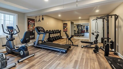 Interior of a modern gym with fitness equipment