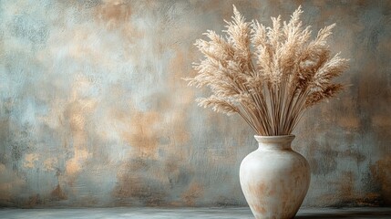 Naklejka premium Pampas grass creating a warm atmosphere in a rustic interior design