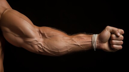 Well defined male arm displaying muscular strength for improved search relevance