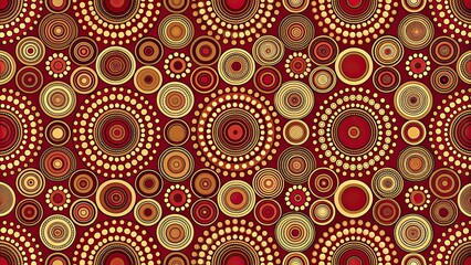 Organic seamless background pattern with natural circles in red, gold, maroon, and crimson , nature, organic, seamless, background