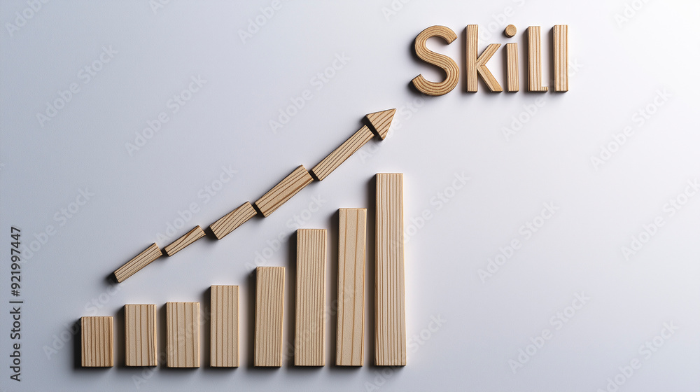 Wall mural skill development graph illustrated with letters and shapes on a plain background