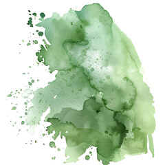 watercolor splash, shades of green, clipart, isolated on a white background
