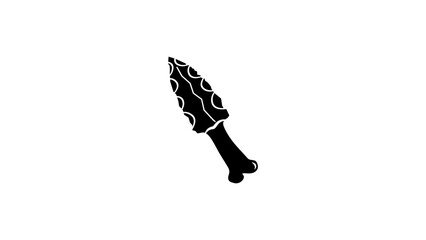 stone knife, Black Isolated Silhouette