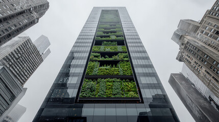 Brainstorming Vertical Christmas Decoration on Modern Building A stunning display of a vertical garden adorned with festive Christmas ornaments, creating a unique and captivating holiday decoration 