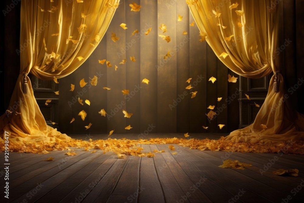 Canvas Prints Autumn backdrop lighting curtain yellow.