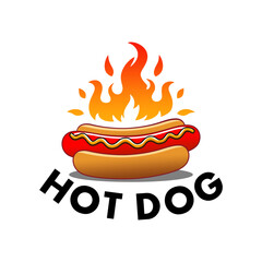 Hotdog logo vector illustration template on white background, hot fire