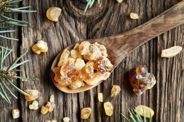 Frankincense or boswellia resin on an incense burner