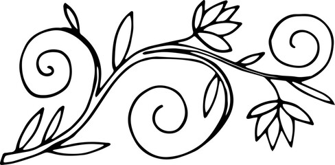 Decorative element with lily flowers. Vector illustration.