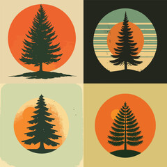 Pine tree logo design vector illustration