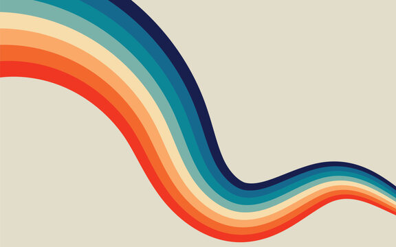 Colorful abstract retro rainbow background featuring vibrant lines