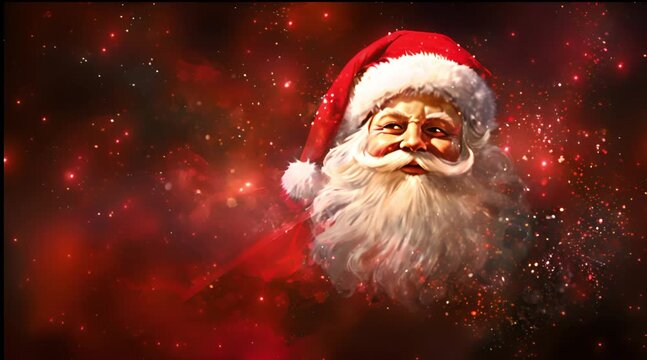 Santa's portrait on an animated Christmas card