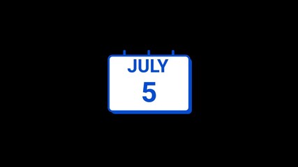 5 July calendar icon Animation