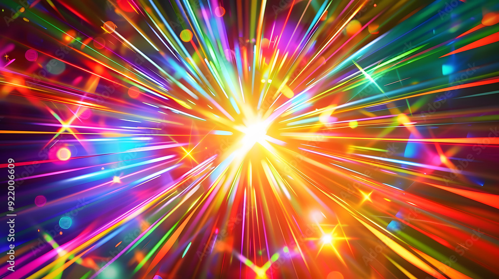 Aufkleber vibrant abstract background featuring a holographic rainbow flare with blurred rainbow light refract