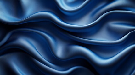 Fototapeta premium Elegant blue silk fabric flowing in soft waves background