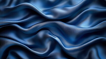 Obraz premium Blue silk cloth forming abstract wavy shapes background