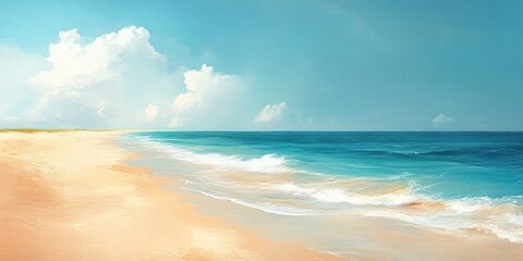 Obraz premium A Seascape with Sandy Beach and Blue Sky