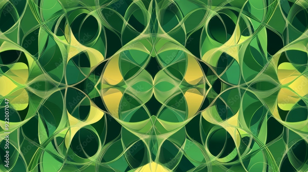 Poster Abstract green and yellow pattern creating intricate design