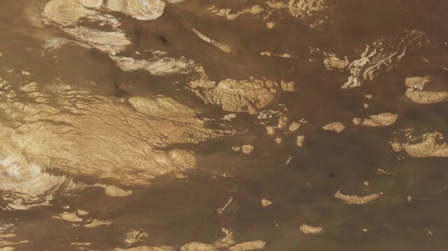 Top aerial shot of Dasht-e Lut Desert in Kerman. Iran