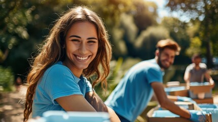 Fototapeta premium Volunteering: Contributing time and skills to assist others or support community projects without financial compensation, enriching lives and fostering community spirit. 
