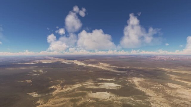 Side aerial drone shot of Dasht-e Lut Desert in Kerman. Iran