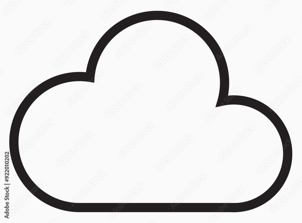 Poster cloud vector line icon – minimalist design for weather apps and cloud computing graphics.